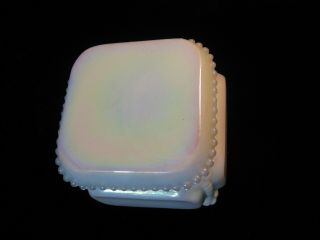 Vintage Westmoreland Opalescent Milk Glass Trinket Box,  Beaded Accents, 3