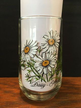 Vintage Brockway Flower Of The Month Daisy April Drinking Glass Tumbler