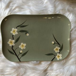 Vintage Weil Ware California Pottery Blossom Celadon Green Platter 13 " Serving