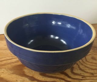 Vintage Usa Stoneware Pottery Mixing Bowl Blue 9 "