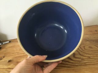 Vintage USA Stoneware Pottery Mixing Bowl Blue 9 