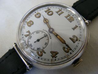 LONGINES SILVER TRENCH WATCH VERY BIG 1914 - 18 PERFECT ORDER STUNNING 2