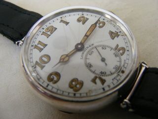 LONGINES SILVER TRENCH WATCH VERY BIG 1914 - 18 PERFECT ORDER STUNNING 3
