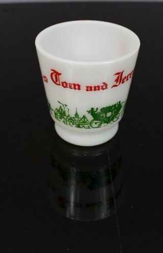 Vtg Hazel Atlas Tom And Jerry Milk Glass 1 Replacement Cup Egg Nog Green Red