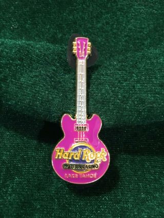 Hard Rock Cafe Pin Lake Tahoe Hotel Casino Purplish 3d 3 String Guitar