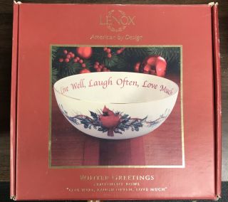 Lenox Winter Greetings Sentiment Bowl 9 In Live Well Laugh Often Love Much