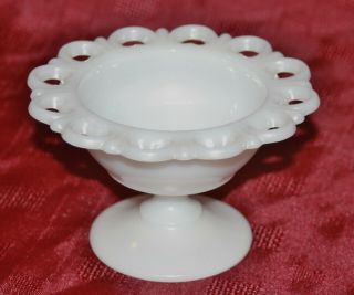 Vintage Old Colony Lace Edge Milk Glass Sherbert Bowl 3.  25 In Tall Euc