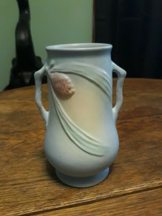 Vintage Hull Pottery Pine Cone Blue Vase 1930s - 40s 6 1/2 " Tall