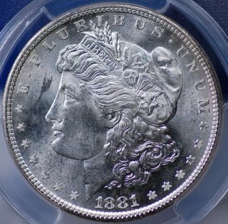 1881 S Morgan Dollar Pcgs Ms 64 Blast White With Glassy Luster