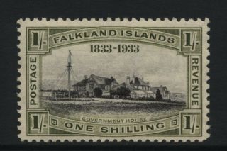 Falkland Islands 1933 Centenary British Admin 1/ - Gov House Stamp Mounted