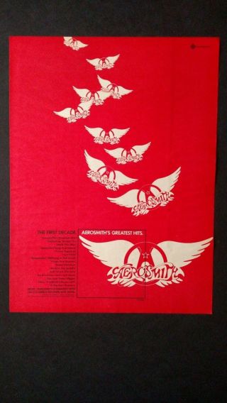 Aerosmith.  The First Decade 1980 Promo Poster Ad