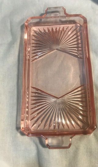 Vintage Pink Depression Glass Butter Dish Base Or Small Tray.