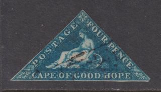 Cape Of Good Hope Sg 6 Scott 4b 1855 4d Deep Blue " Hope " Triangle Imperf Scv $75