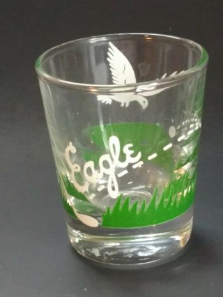 3 Vintage Green White & Clear Golf EAGLE Shot Glasses 2.  5 