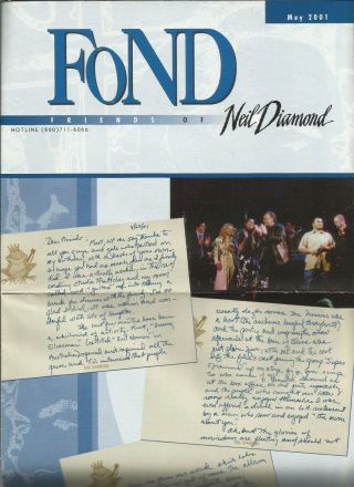 Friends Of Neil Diamond Newsletter - May 2001 (8 Pages) $0.  99 U.  S.
