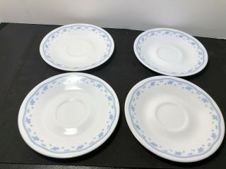Corelle By Corning " Morning Blue " Set Of 4 Saucers Pre - Owned
