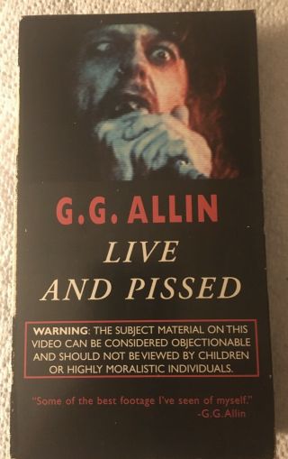 Gg Allin Live And Pissed Live Vhs Tape Nov 1988 Show Footage Only One On Ebay