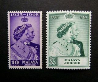 1948 Malaya Johore - Kgvi Royal Silver Wedding Stamps - Sg 131 & 132 - Mnh