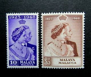 1948 Malaya Malacca - Kgvi Royal Silver Wedding Stamps - Sg 1 & 2 - Mnh