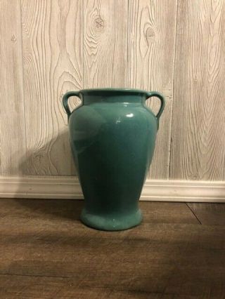 Vintage Studio Arts & Crafts Pottery Blue Vase Double Handle 12 Inches In Height