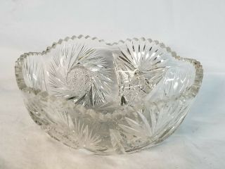 Crystal Glass Vintage Candy Bowl 3 1/2 " Tall X 8 1/4 " Dia 