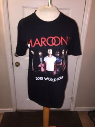C12 Maroon 5 2015 World Tour Band Concert Black Short Sleeve T - Shirt Small