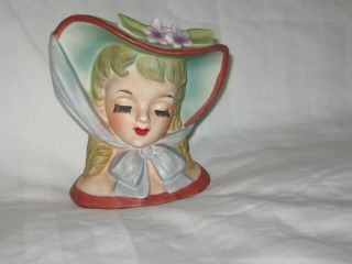 Vintage 1959 " Southern Belle " Napco Lady Head Vase 6 " Brush Eye Lashes C3812b