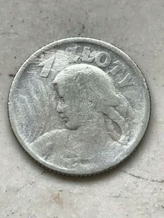 Silver Coin Poland 1 Zloty 1924 Woman And Ears - Paris Cornucopia