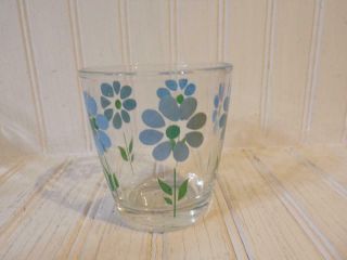 Hazel Atlas Sour Cream Glass 1/2 Pt.  Blue Daisy with Green Stem Pattern 2