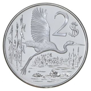 Silver - World Coin - 1977 Cayman Islands 2 Dollars World Silver Coin 30.  1g 946