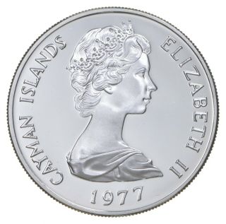 SILVER - WORLD COIN - 1977 Cayman Islands 2 Dollars World Silver Coin 30.  1g 946 2