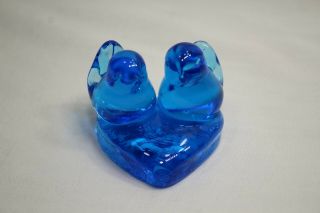 Vintage Leo Ward Art Glass Blue Birds Of Happiness Handmade Figurine Signed 1997
