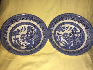 Blue Willow By Churchill (2) 9 1/2” Serving Bowls Made In England