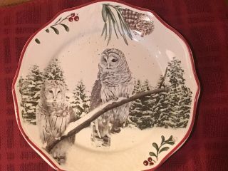 Better Homes & Gardens Winter Forest Snow Owl Plate