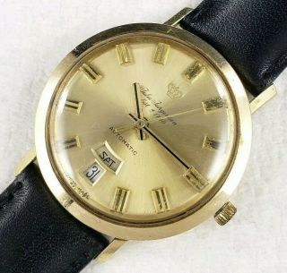 Vintage Gents Jules Jurgensen 14k Solid Gold Automatic Dress Watch Day Date