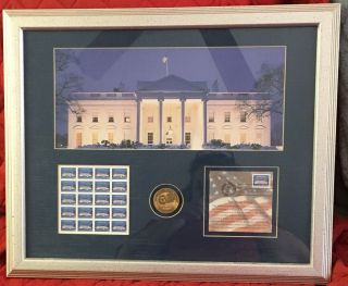 Framed Art By Usps Stamp Sheet Limited Edition 2150/3000 The White House