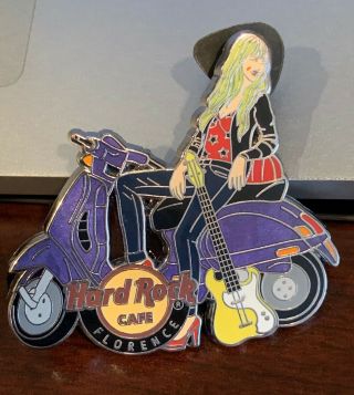 Hard Rock Cafe Florence Italy Purple Vespa Scooter Blonde Girl Pin