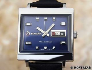 Rado Manhattan Swiss Mens 34mm Vintage Rare Stainless St Automatic Watch N153