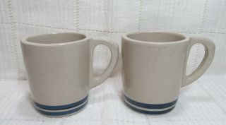 Robinson Ransbottom Usa 2 Williamsburg Blue Striped Mugs Vgc