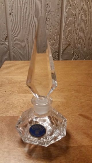 Vtg Bohemian 24 Lead Crystal Perfume Bottle W/stopper W/dauber Czech Republic