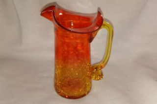 Small Amberina Crackle Glass Pitcher 4.  75 " Tall