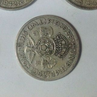 Silver 5 Uk Silver Florin Coins 2x1939,  1x1940,  2x1942