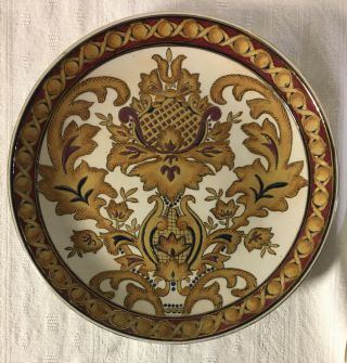 VINTAGE ORIENTAL ACCENT DECORATIVE PLATE Gold Tan Red 3