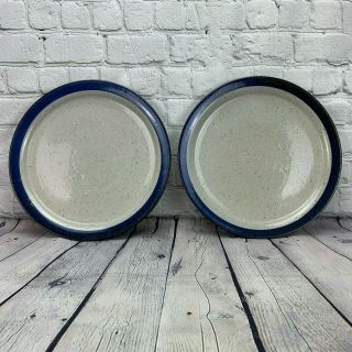 Knabstrup Denmark Set Of 2 Dinner Plates Vintage Danish Blue Gray Stoneware