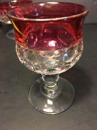 Vintage Cranberry Flash Glass Kings Crown Thumbprint Cordial Glass