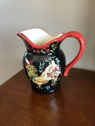 April Cornell Hand - Painted Cream Pitcher,  Mug Cup Provence Rooster Design 2