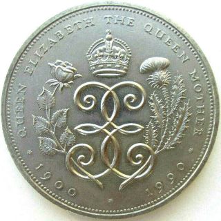 Great Britain Uk Coins,  5 Pounds 1990,  Queen Mother,  Elizabeth Ii