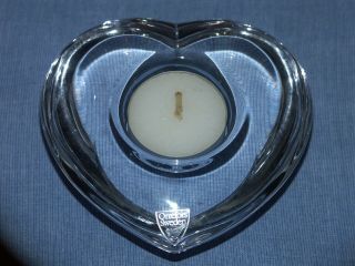 Vintage Orrefors Sweden Crystal Heart Shaped Candle Holder Votive Tealight