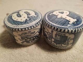 Vintage Currier And Ives Royal China Salt And Pepper Shakers W/corks