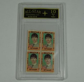 The Beatles Ringo Starr 1964 Hallmark Stamp Block Graded Asg 10